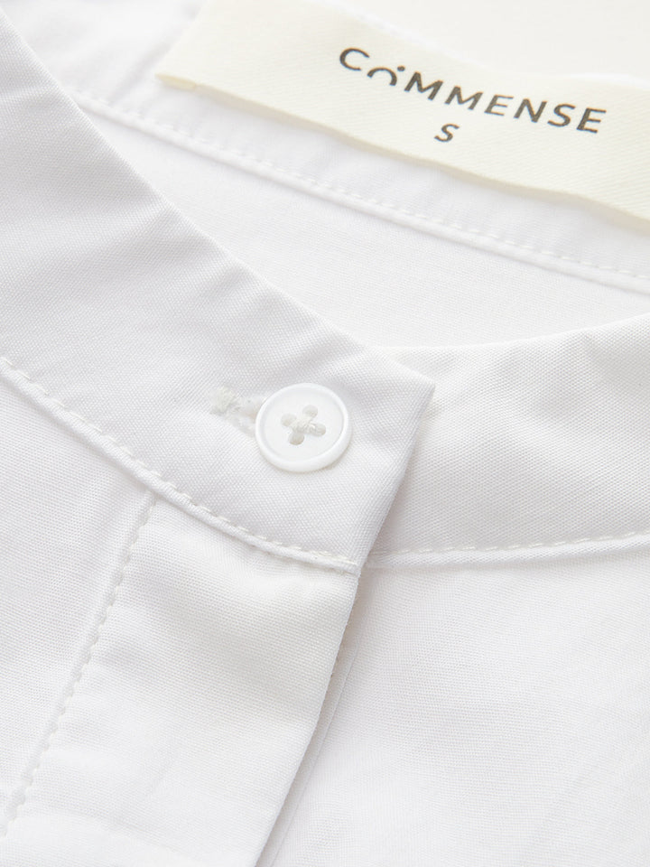 Mandarin Yaka Kapalı Kolsuz Peplum Gömlek