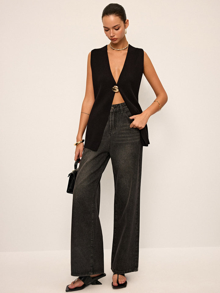 Metal Detaylı Kolsuz Yelek