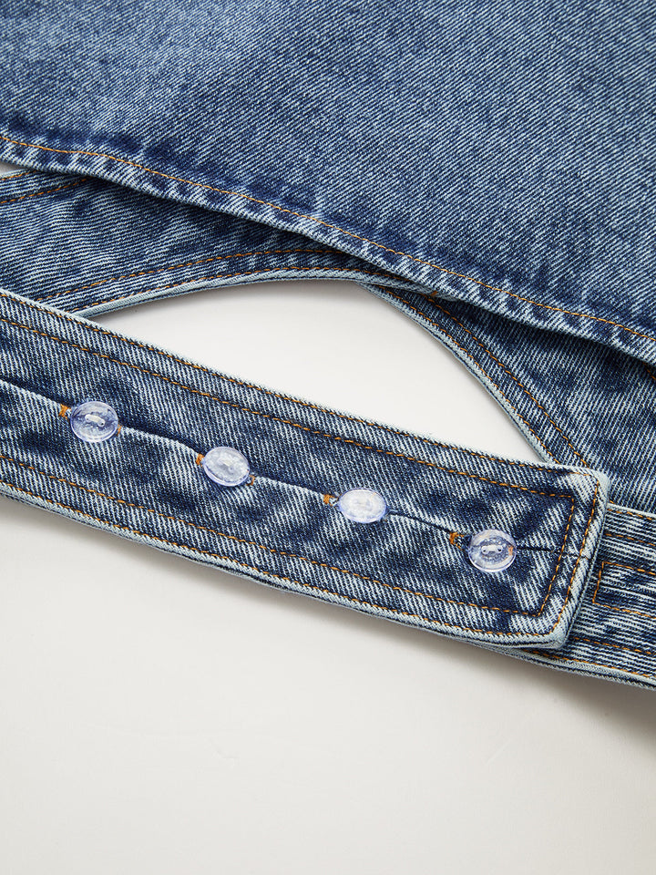 Asimetrik Wrap Kot Lapel Crop Yelek