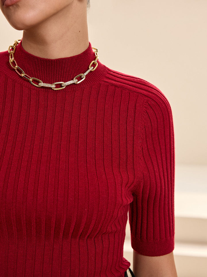 Yarım Balıkçı Yaka Kısa Kollu Kazak