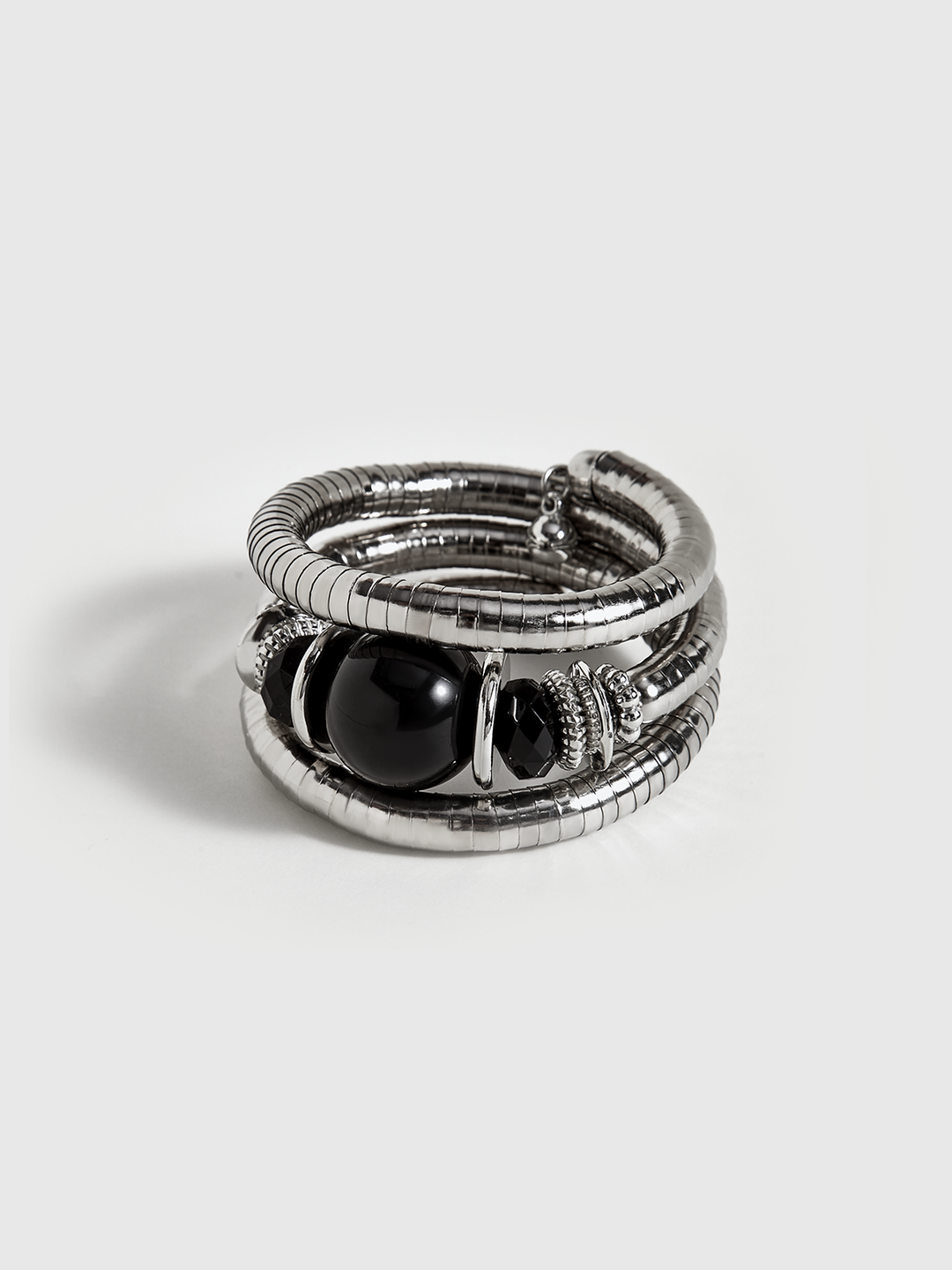 Siyah Kaplan Taşı Elastik Çok Katmanlı Bilezik