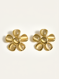 Kedi Gözü Taş Çiçek Küpe