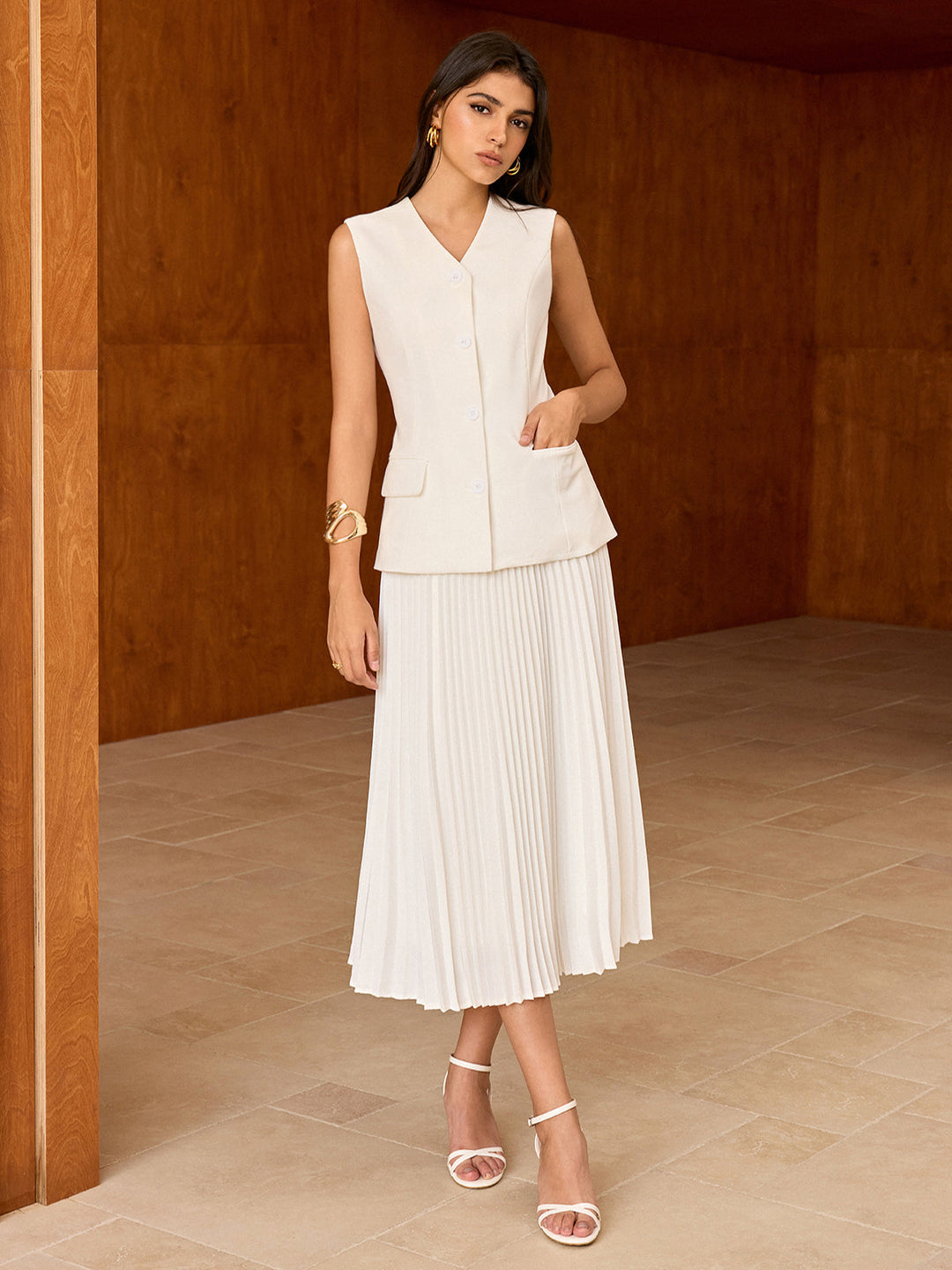 Lastikli Bel Pilili Midi Etek