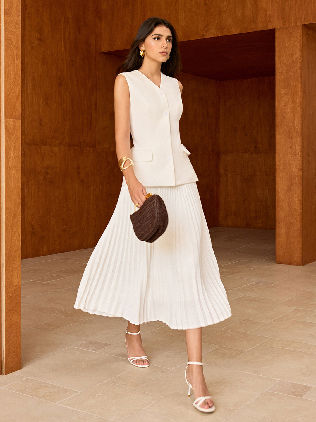 Lastikli Bel Pilili Midi Etek