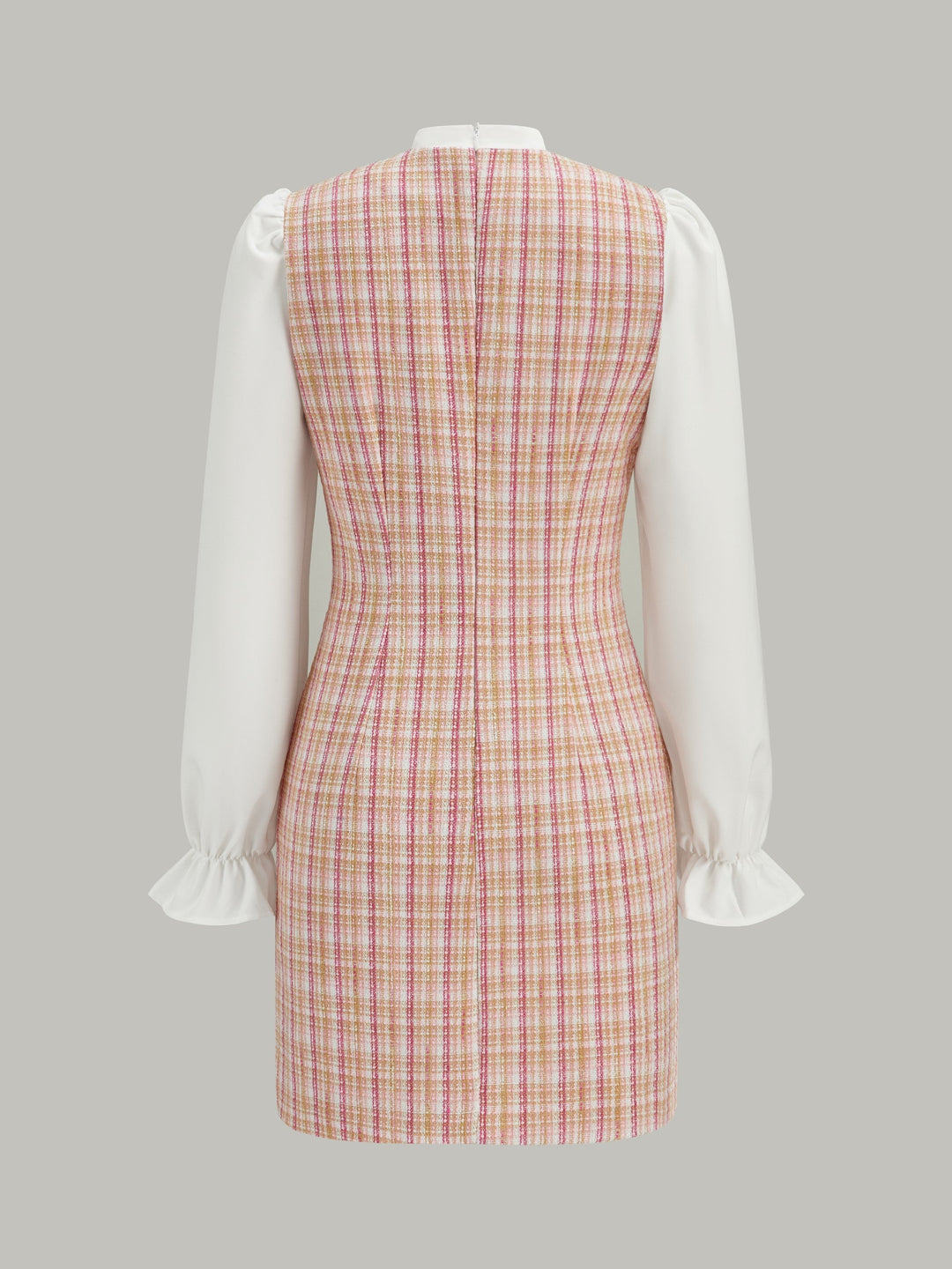 Yay Göğüslü Panel Detaylı Mini Elbise