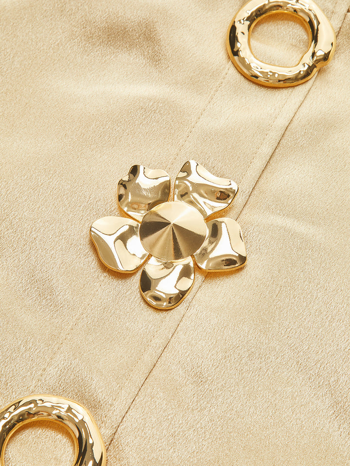 Metal İşlemeli Askılı Mini Elbise