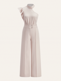 Bir Omuzlu Dantelli Üst ve Çift Düğmeli Takım