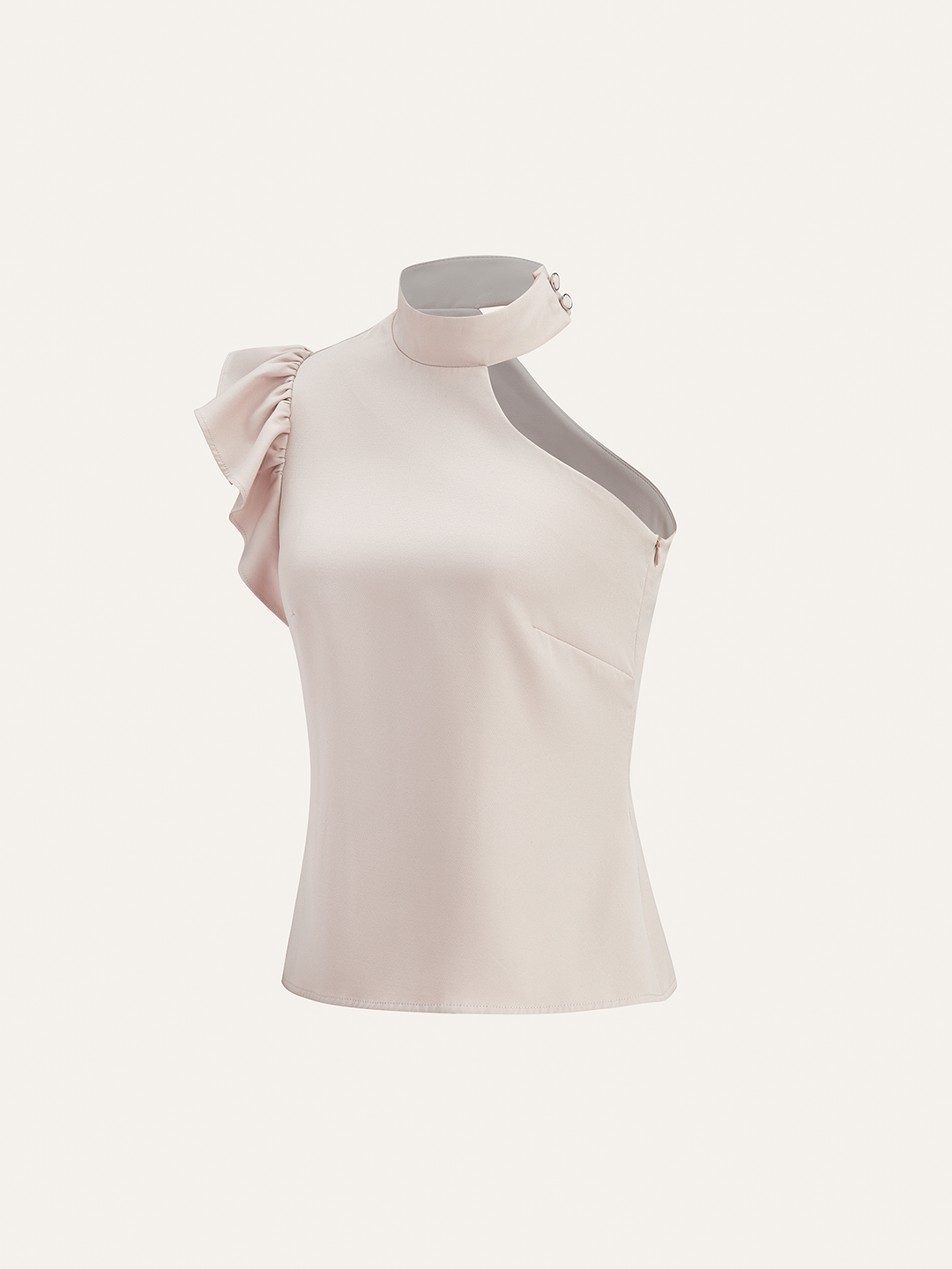 Bir Omuzlu Dantelli Üst ve Çift Düğmeli Takım