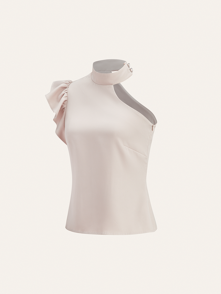 Bir Omuzlu Dantelli Üst ve Çift Düğmeli Takım