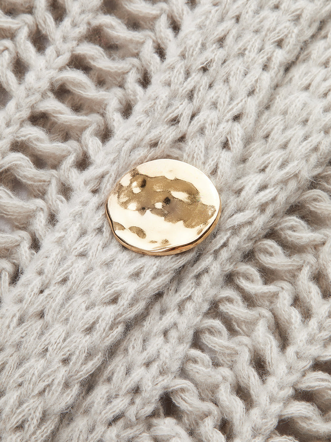 Metal Düğme Açık Örgü Yelek