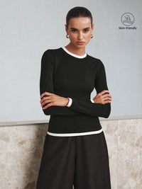 Kontrast Dikiş Uzun Kollu T-shirt