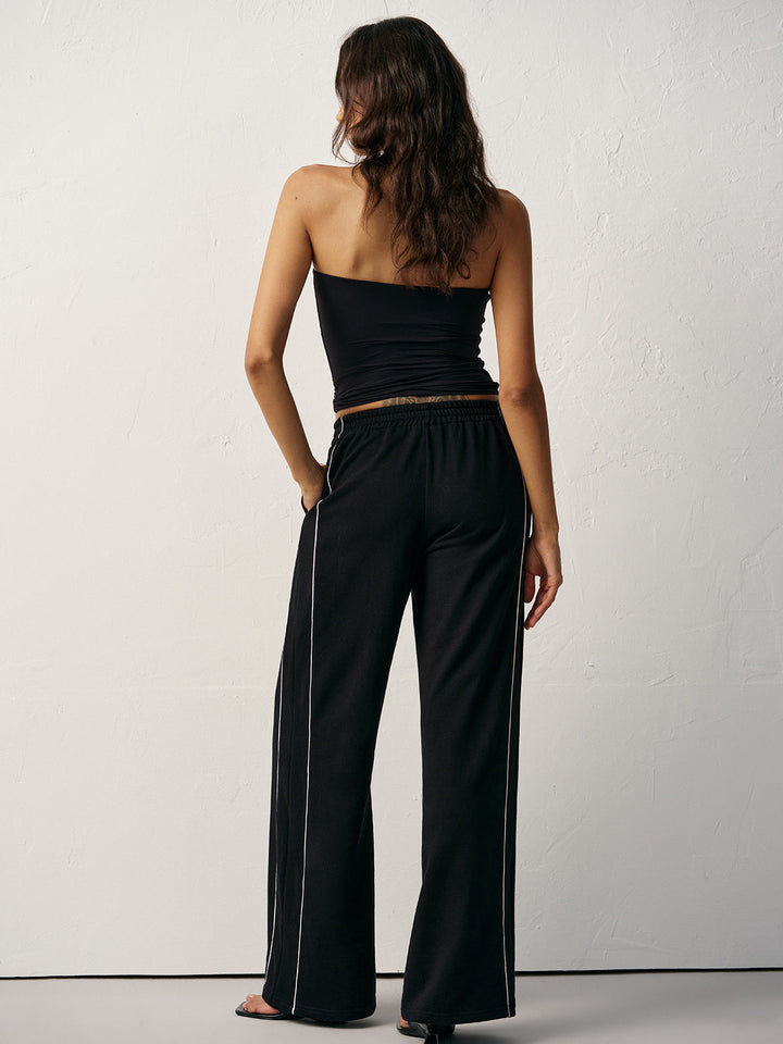 Pamuk Karışımlı Orta Bel Yan Şerit Eşofman Altı