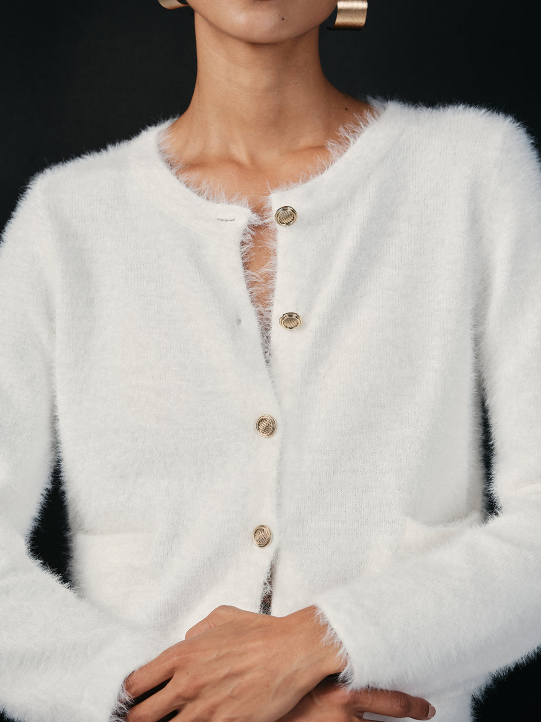 Füslü Metal Düğmeli Hırka ve Etek Takımı