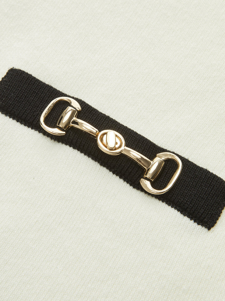 Zıt Renk Kaburga Desenli Triko Hırka