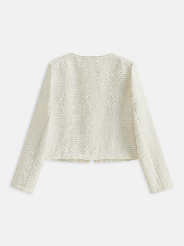 Yuvarlak Yaka Tronç ile Güzel Kontrastlı Blazer