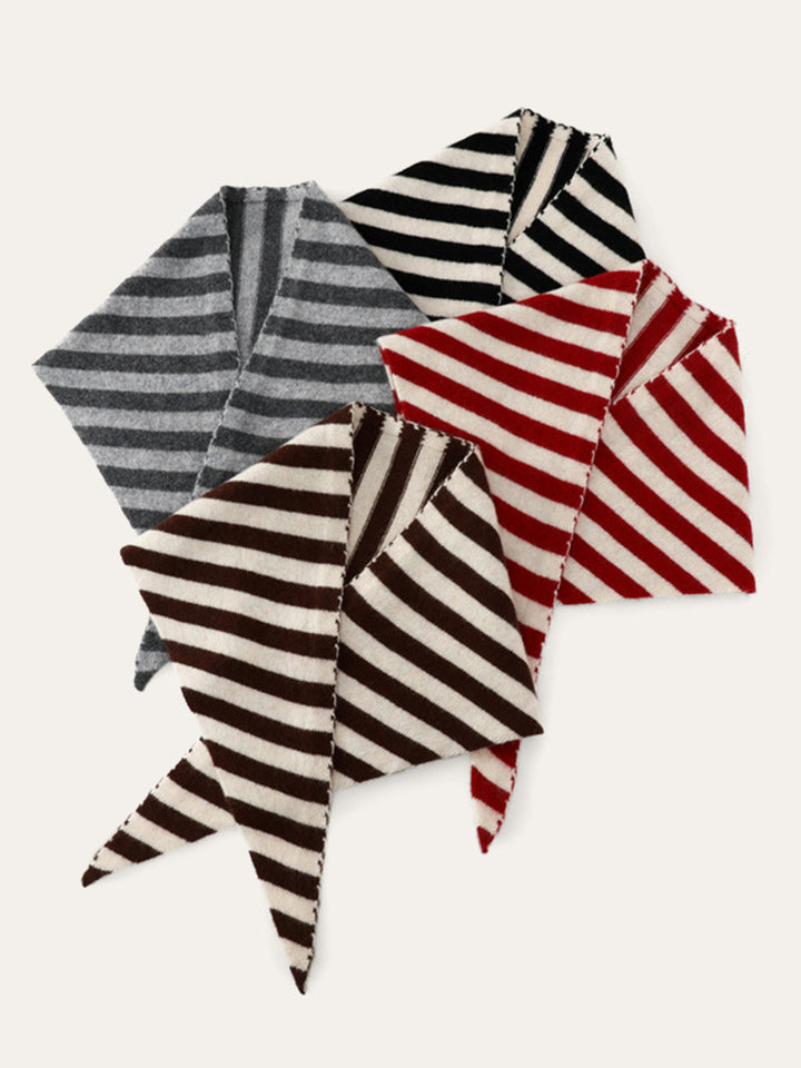 Şık ve Sıcak Üçgen Çizgili Yün Şal