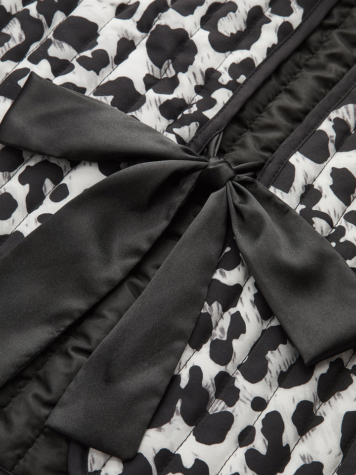 Leopar Desenli Matlaşali Yelek ve Süslemeli Papyon