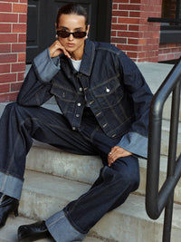 Manşetli Kol Detaylı Kot Ceket