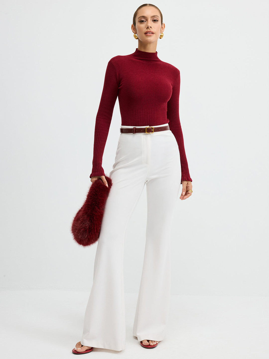 Slim Fit Yarım Balıkçı Yaka Ribana Kazak