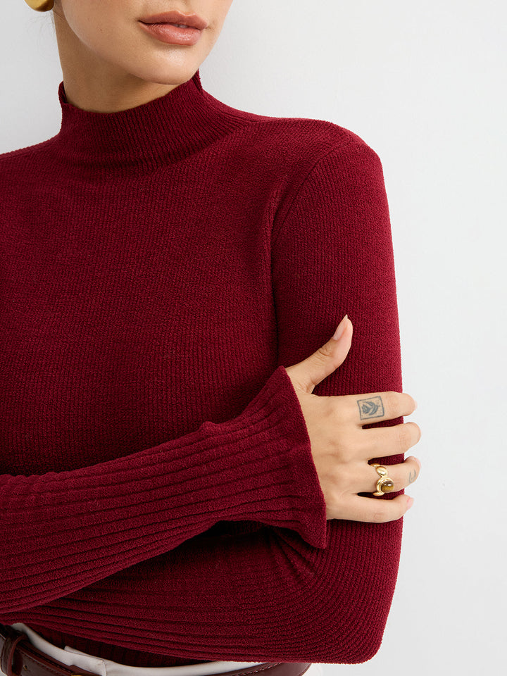 Slim Fit Yarım Balıkçı Yaka Ribana Kazak