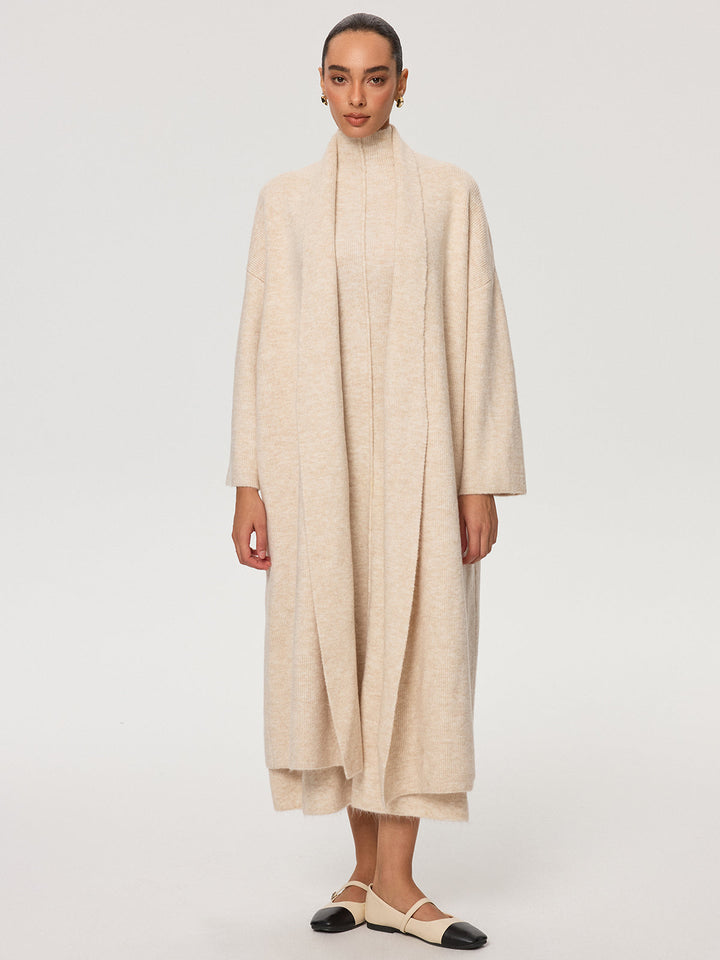 Örgü Yelek ve Balıkçı Yaka Yeleksiz Elbise İki Parçalı Takım