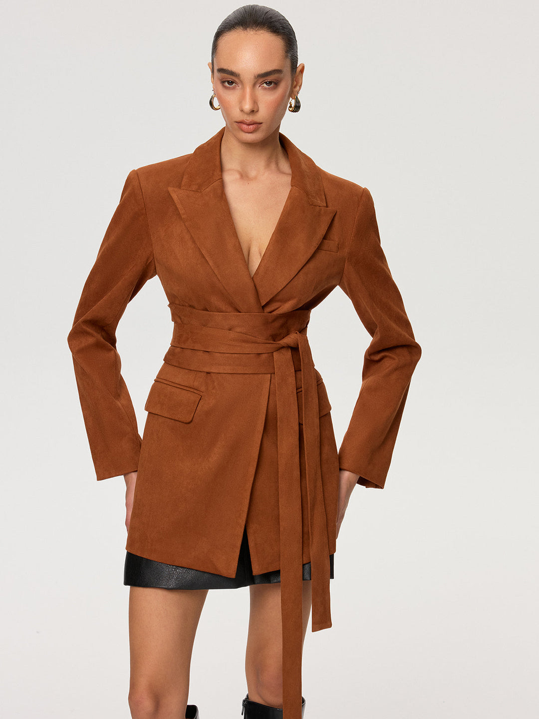 Süet Kuşaklı Ceket