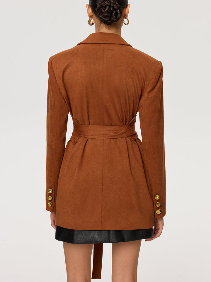 Süet Kuşaklı Ceket