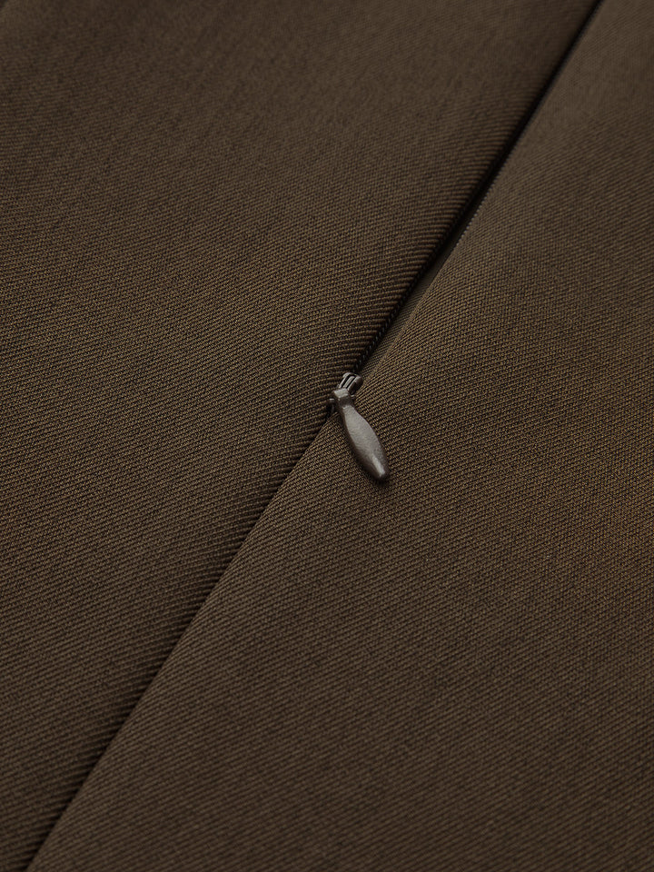 Düğmeli Uzun Kollu Midi Elbise