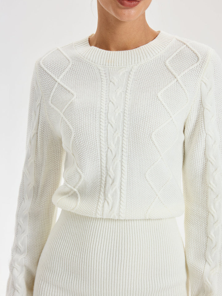 Kablo Örgü Bisiklet Yaka Elbise Kazak