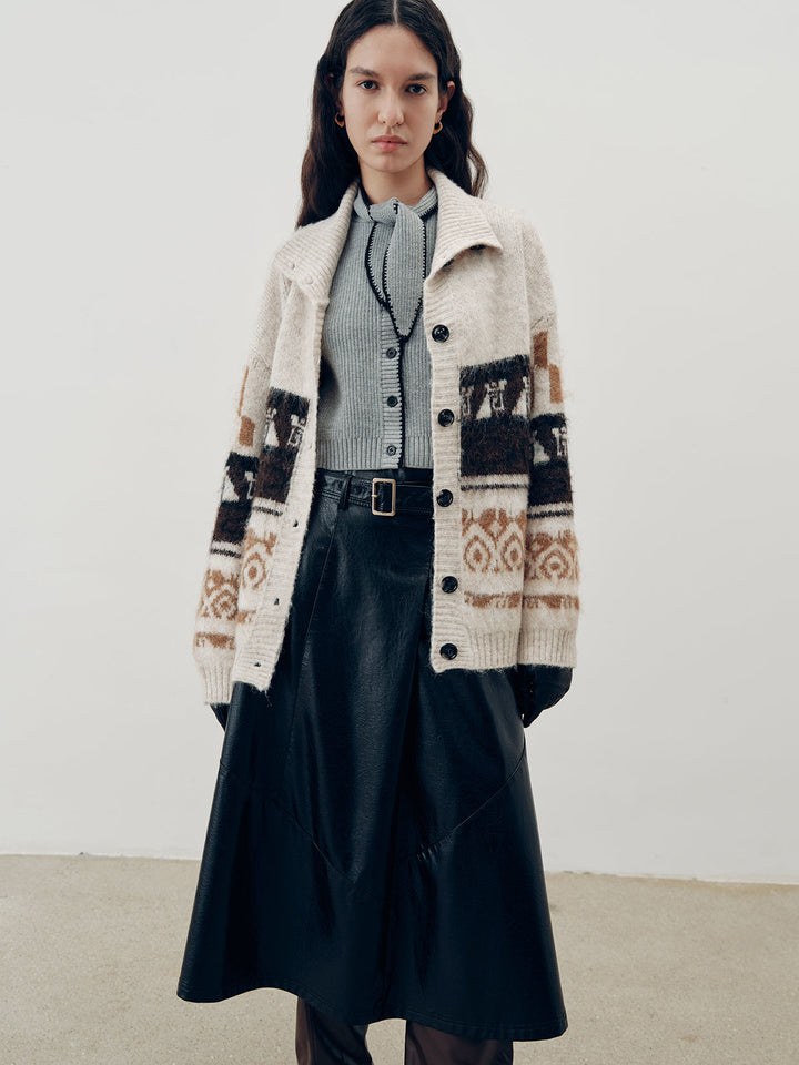 Jakard Günlük Nefes Alabilir Triko Dış Giyim