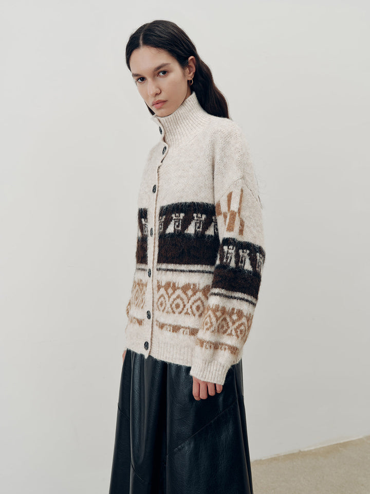 Jakard Günlük Nefes Alabilir Triko Dış Giyim