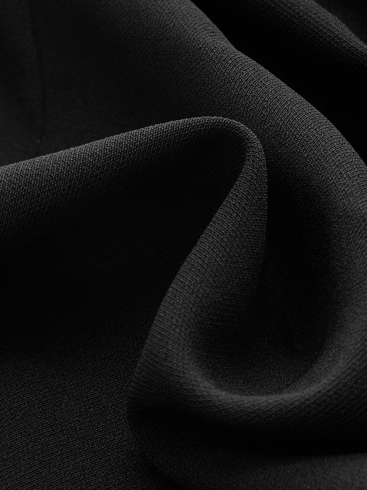 Renk Bloklu Omuz Dekolteli Pilili Uzun Elbise