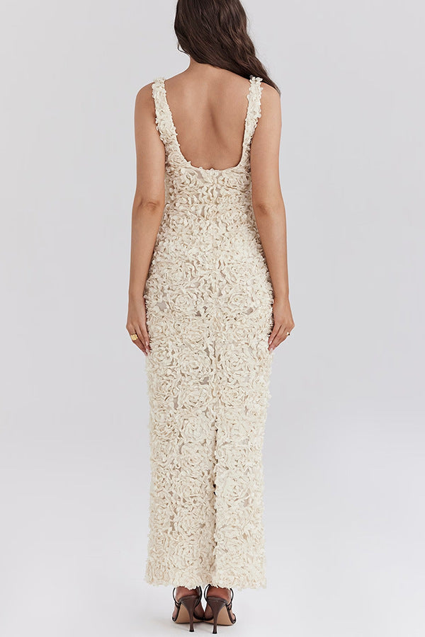 Lyra | Çiçek Desenli Sırtı Açık Uzun Elbise