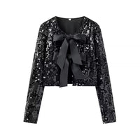 Yay Detaylı Simli Tweed Kısa Ceket