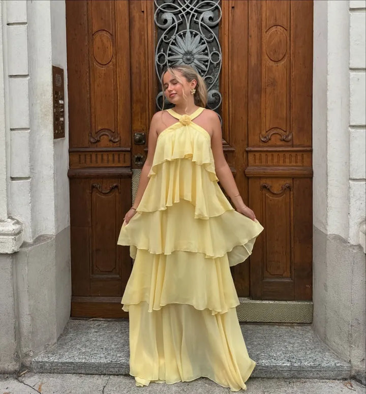 Amira | Düğüm Detaylı Açık Sırt Uzun Elbise