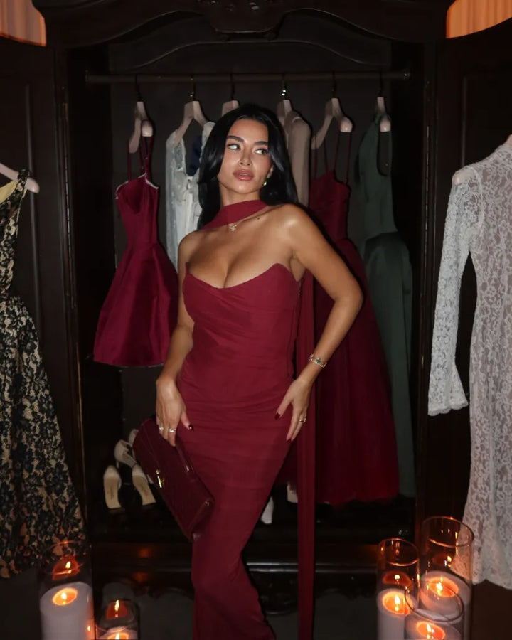 Aniyah | Askısız Bodycon Maxi Elbise